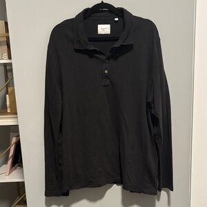 Billy Reid Black Long Sleeve Polo Shirt